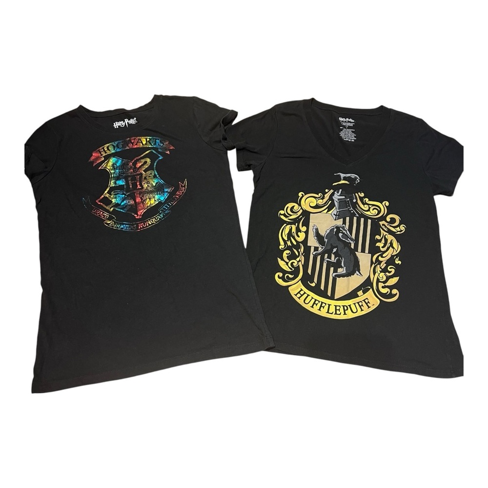 Bundle Of Harry Potter Hogwarts Hufflepuff Black Shirts Girls Size 15 and 14-16